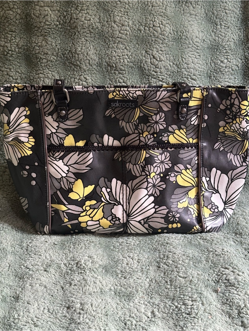 Sakroots Floral Tote Bag in Black, Gray & Yellow